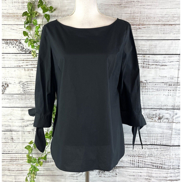 Talbots Blouse Tunic size Extra Small Classic Black Modest Casual Career Boho - Picture 1 of 11
